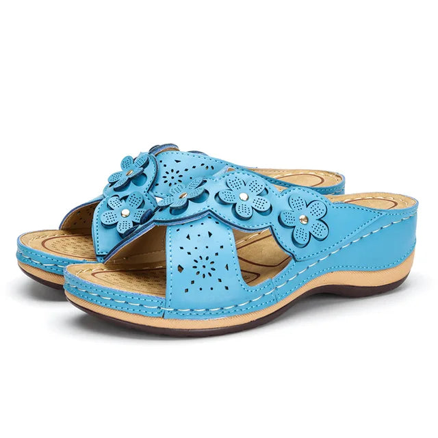 Orthopedische sandalen voor dames met stevig voetbed en bloemendetail – FlorivaBloom