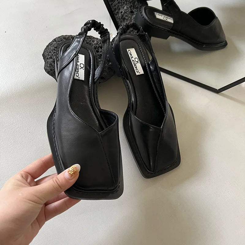Vrouwen - Leren Slingback Sandalen - Comfortabele Platte Schoenen - Modieuze Damesfootwear - AMELIA STYLE