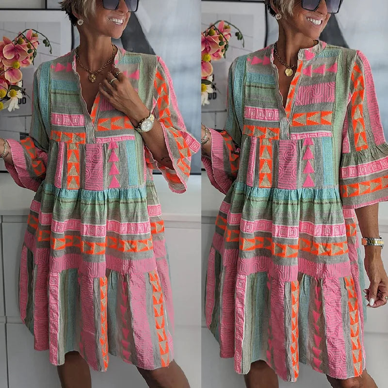 Luchtige bohemian tuniekjurk met speelse lagen – SerivaBloom