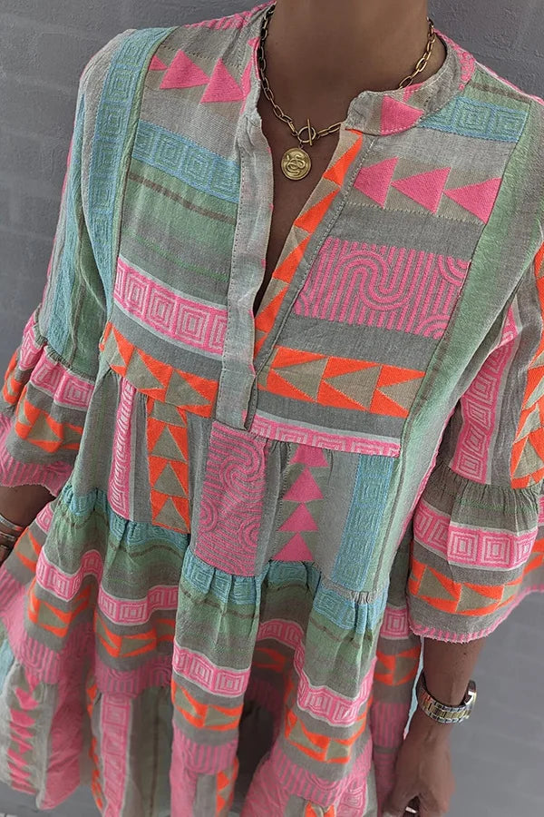 Luchtige bohemian tuniekjurk met speelse lagen – SerivaBloom