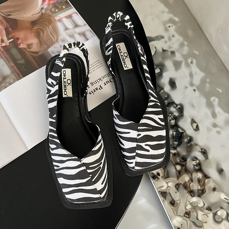 Vrouwen - Leren Slingback Sandalen - Comfortabele Platte Schoenen - Modieuze Damesfootwear - AMELIA STYLE