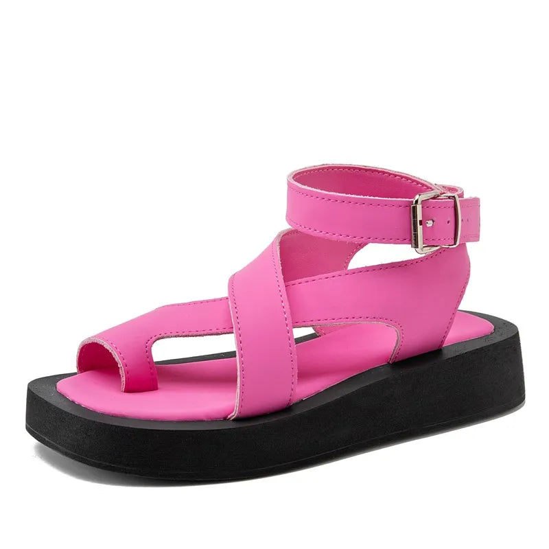 Comfortabele platform sandalen met bandjes en verstelbare enkelriem – LUNIA RISE