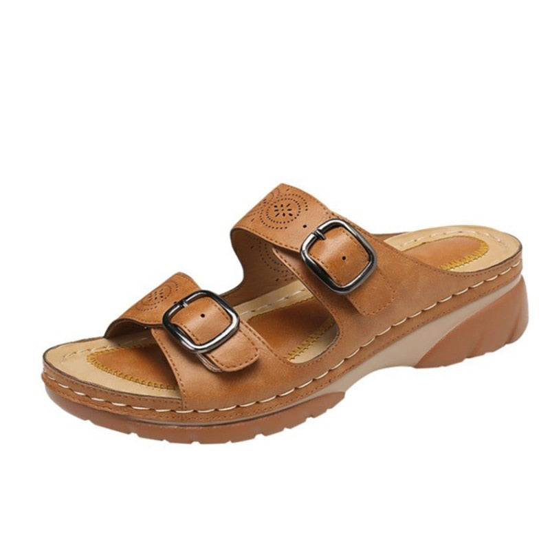 Comfortabele dames sandalen met dubbele gesp en zachte zool – SOLARA TWIST