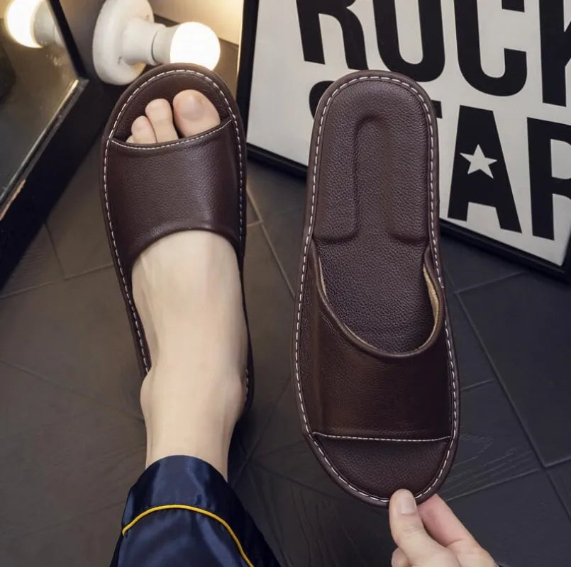 Unisex - Leren Slippers - Comfortabel Leer - Duurzame Sandalen - Luxe Comfort Slippers
