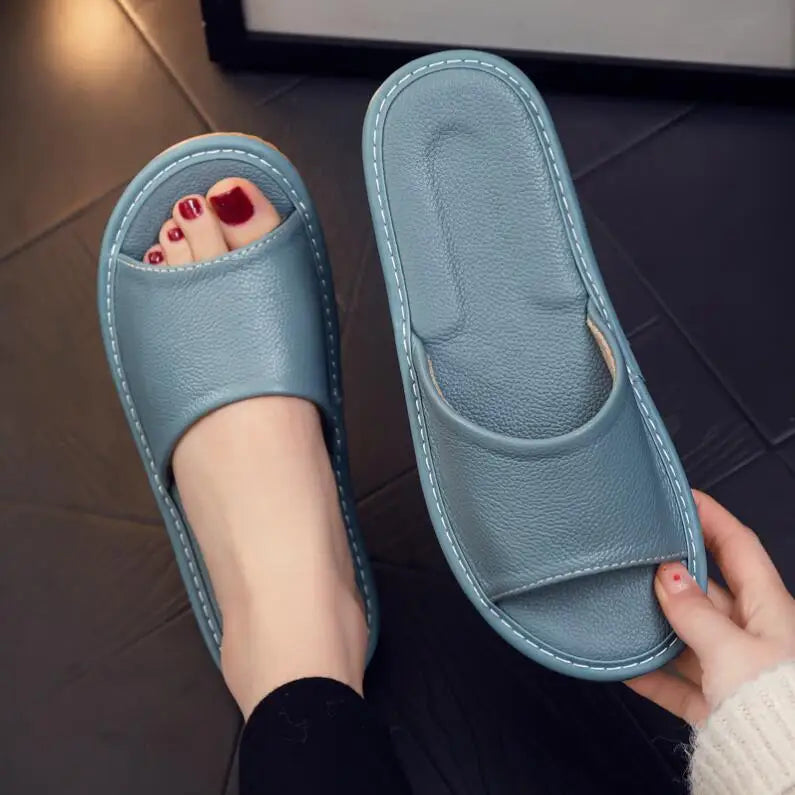 Unisex - Leren Slippers - Comfortabel Leer - Duurzame Sandalen - Luxe Comfort Slippers