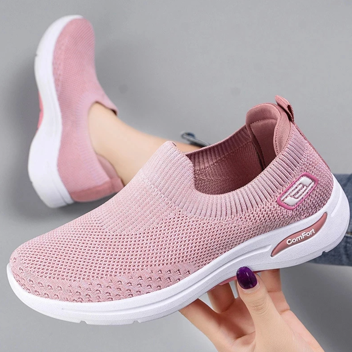 Lichte orthopedische wandelschoenen voor dames met elastisch bovenwerk – FlexivaEase