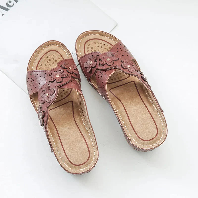 Orthopedische dames sandalen met bloemenmotief en stevig voetbed – FLORA COMFORT