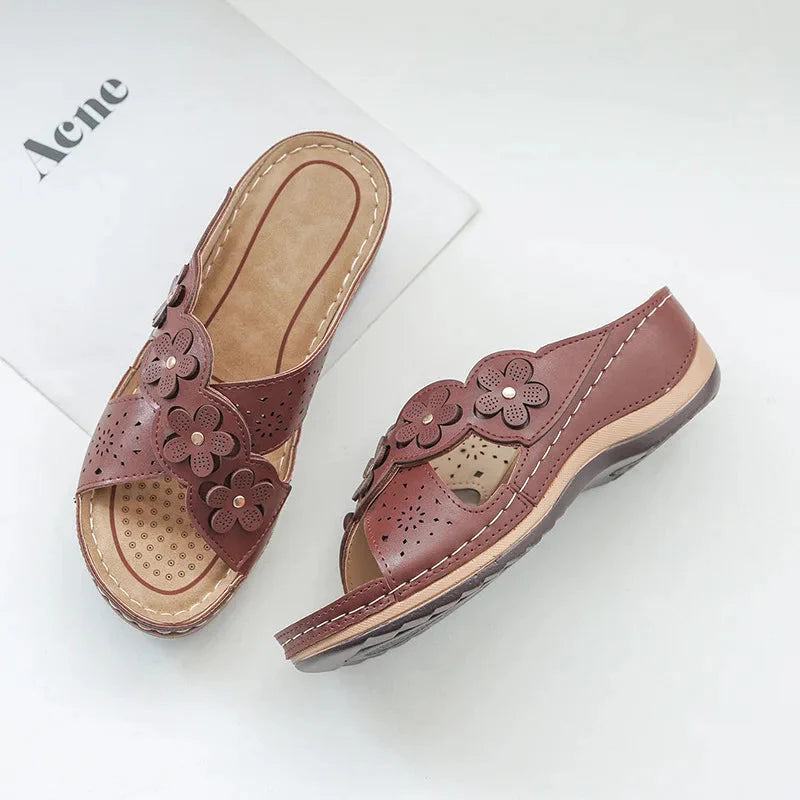 Orthopedische dames sandalen met bloemenmotief en stevig voetbed – FLORA COMFORT