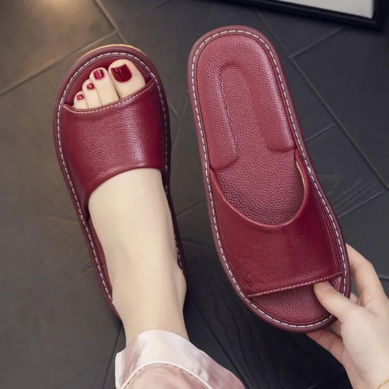 Unisex - Leren Slippers - Comfortabel Leer - Duurzame Sandalen - Luxe Comfort Slippers