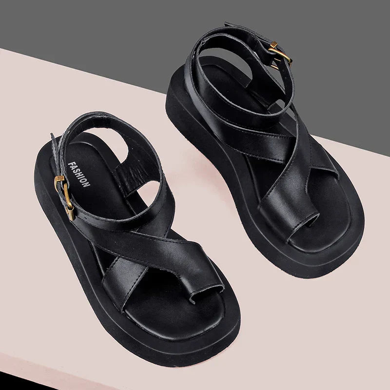 Comfortabele platform sandalen met bandjes en verstelbare enkelriem – LUNIA RISE