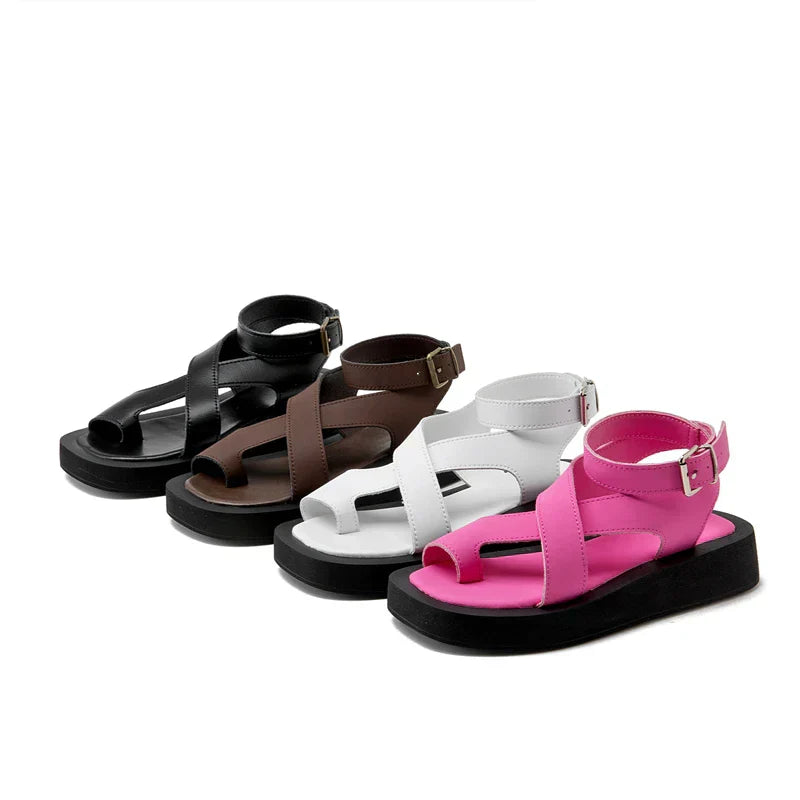 Comfortabele platform sandalen met bandjes en verstelbare enkelriem – LUNIA RISE