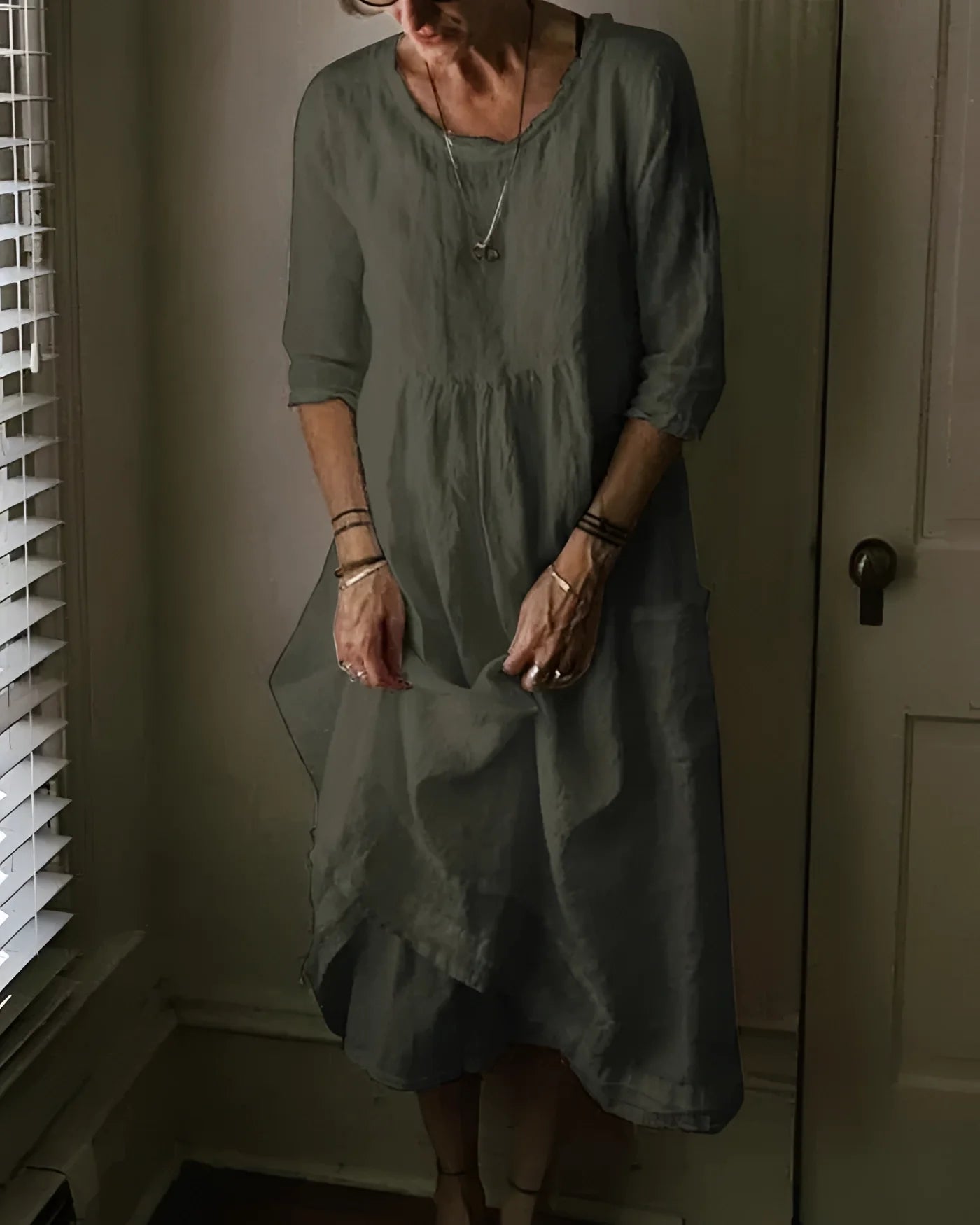 Vrouwen - Casual Linnen Jurk - Ademend Materiaal - Zomer Mode - ELEGANTE STIJL