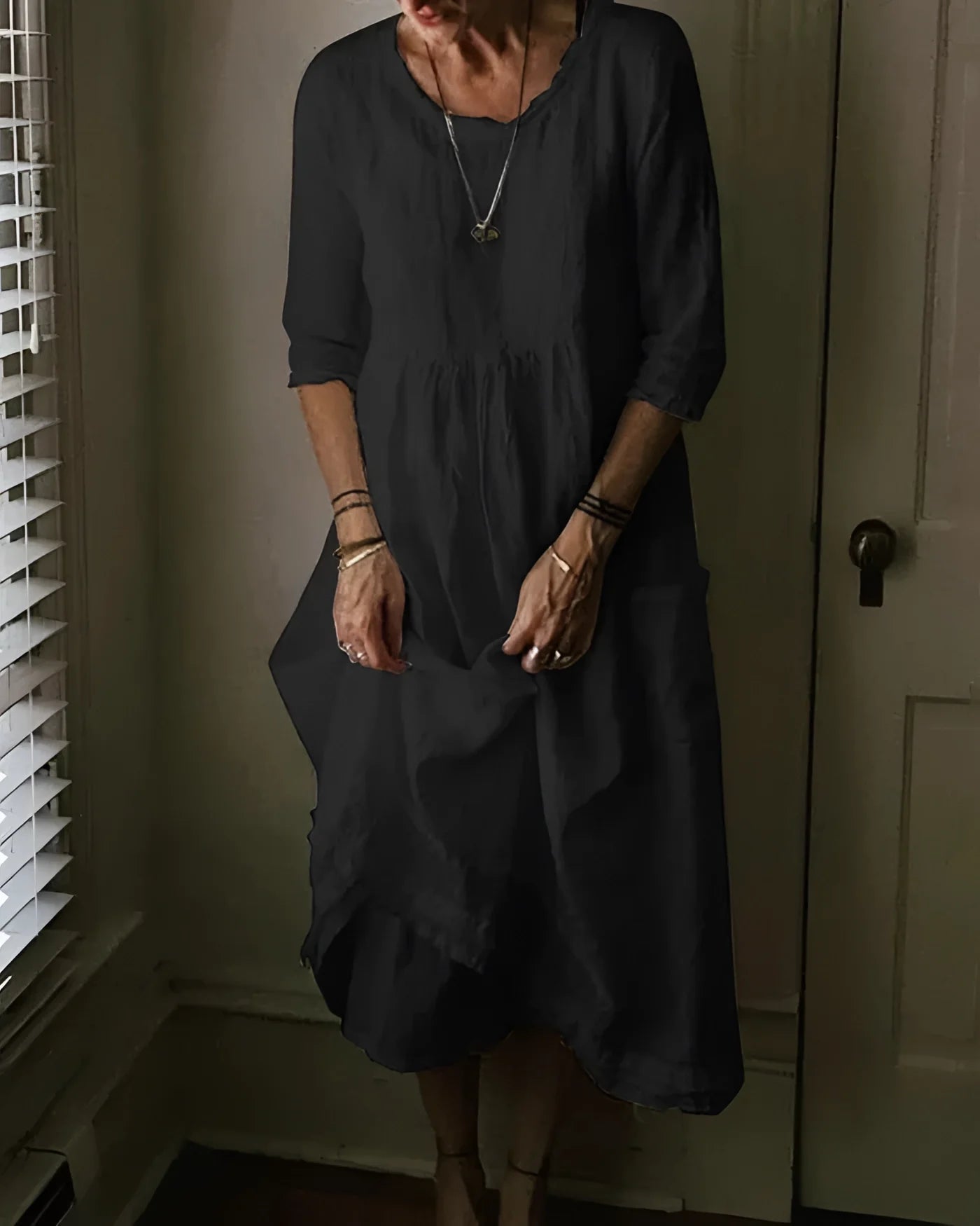 Vrouwen - Casual Linnen Jurk - Ademend Materiaal - Zomer Mode - ELEGANTE STIJL