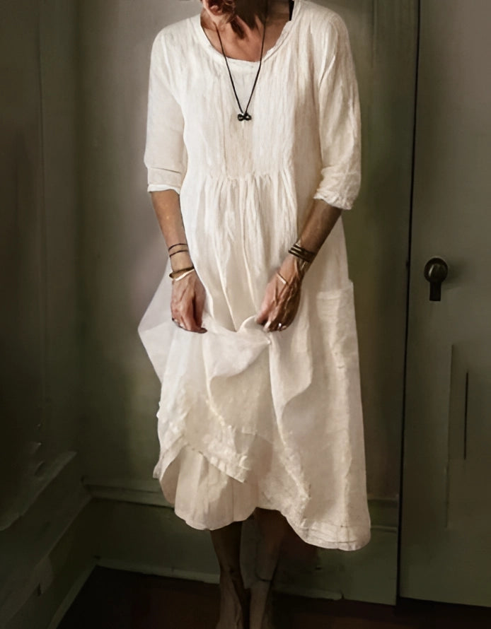 Vrouwen - Casual Linnen Jurk - Ademend Materiaal - Zomer Mode - ELEGANTE STIJL