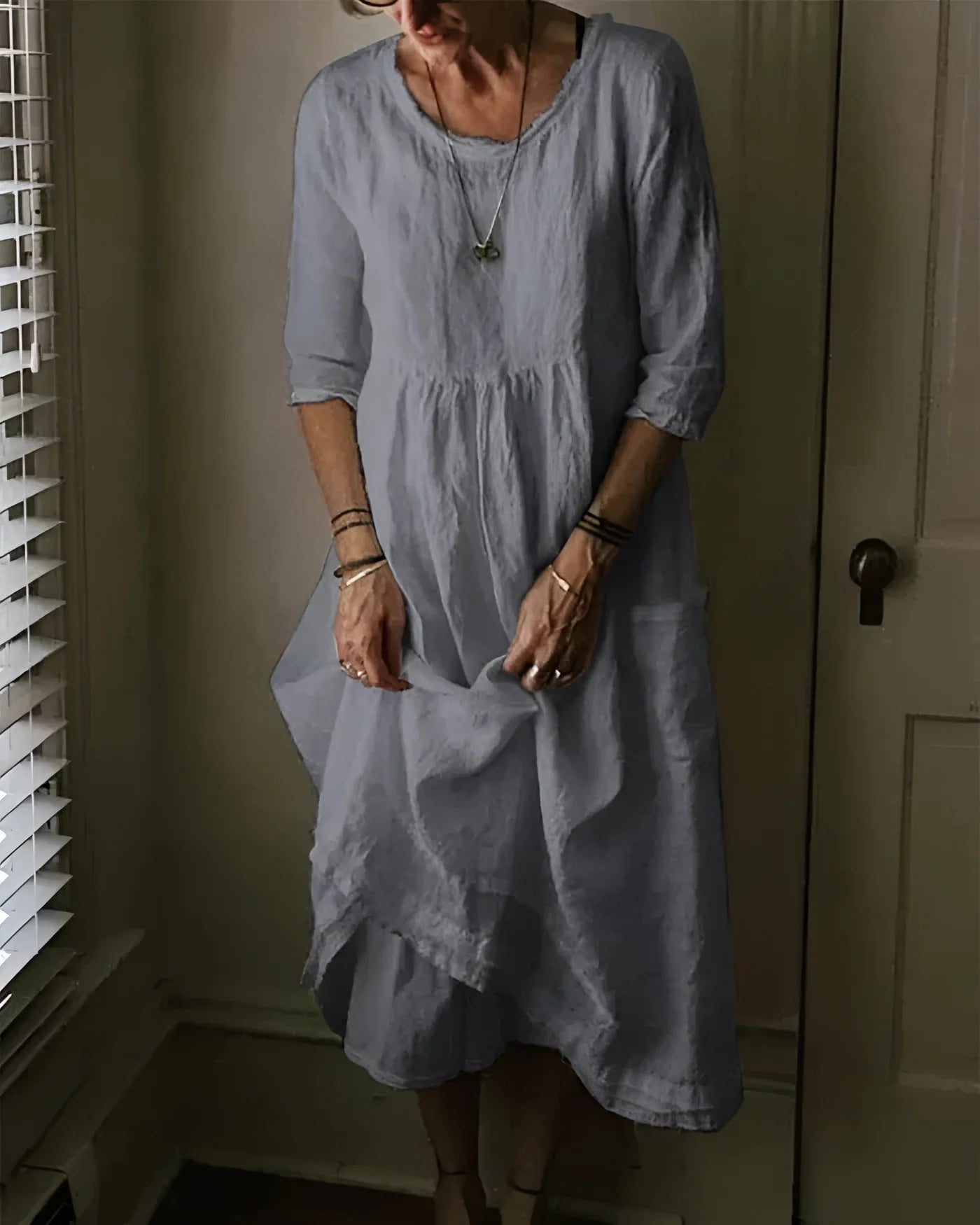 Vrouwen - Casual Linnen Jurk - Ademend Materiaal - Zomer Mode - ELEGANTE STIJL