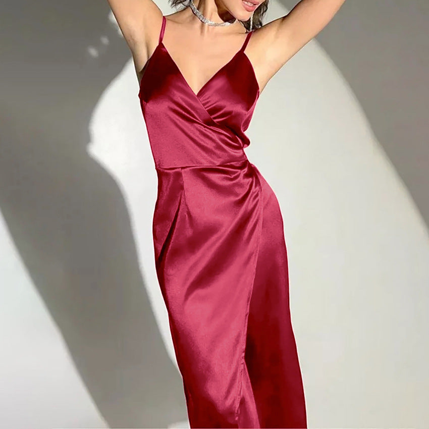 Elegante dames wikkeljurk met hoge split en verfijnde pasvorm – AURELIA SLIT