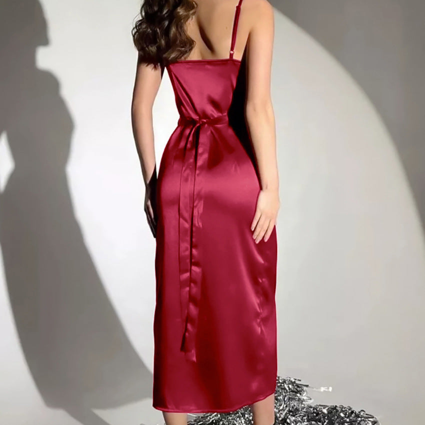 Elegante dames wikkeljurk met hoge split en verfijnde pasvorm – AURELIA SLIT