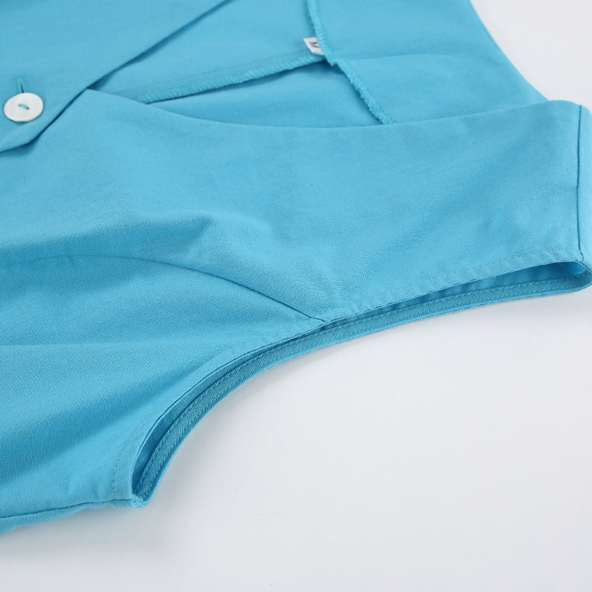 Dames - Soepel Linnen Set - Mouwloos Vest - Comfortabele Zomeroutfit