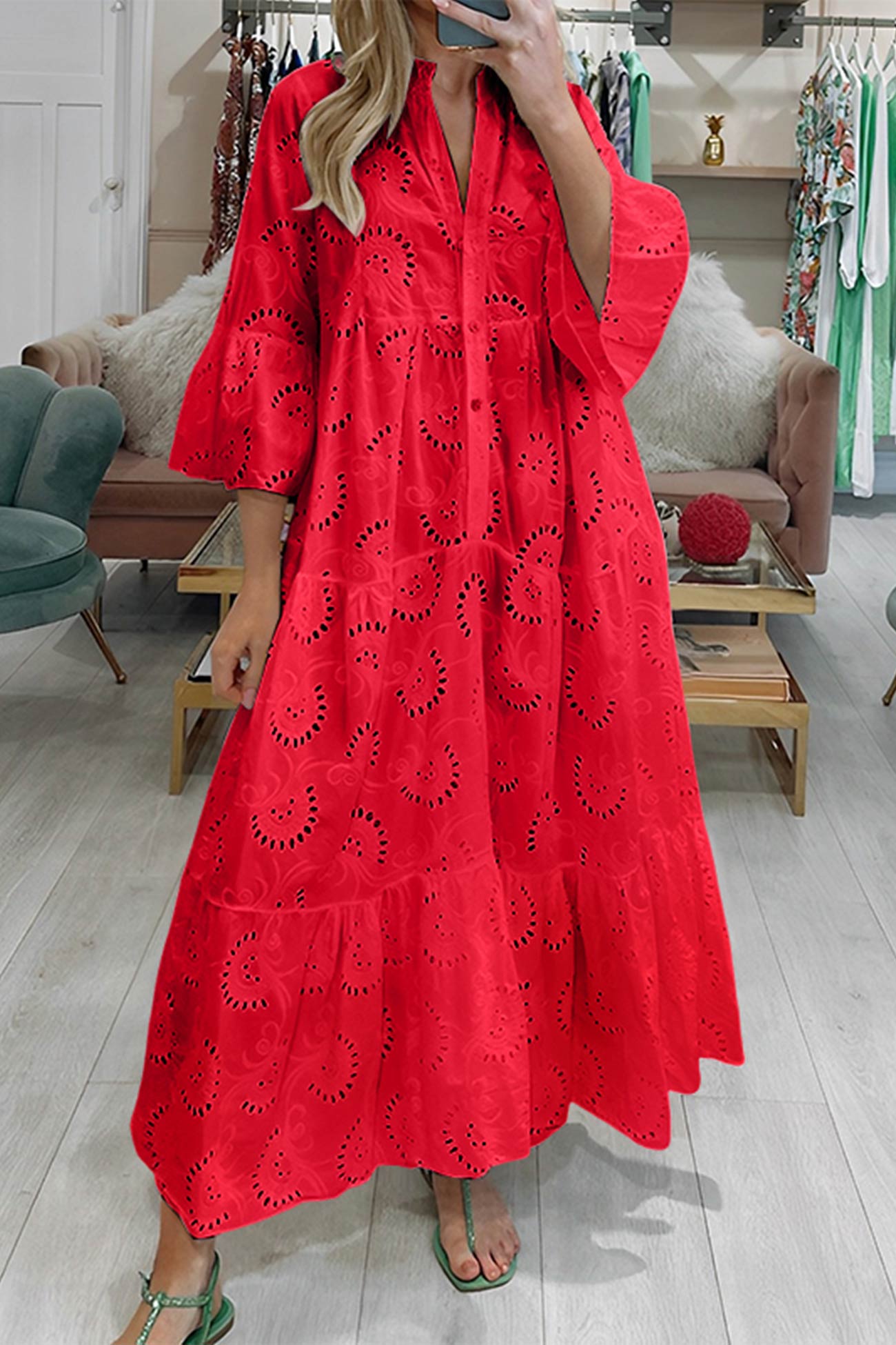 Vrouwen - Maxi Jurk - Ademend Katoen - Zomer Boho Stijl - DERYA EDGE