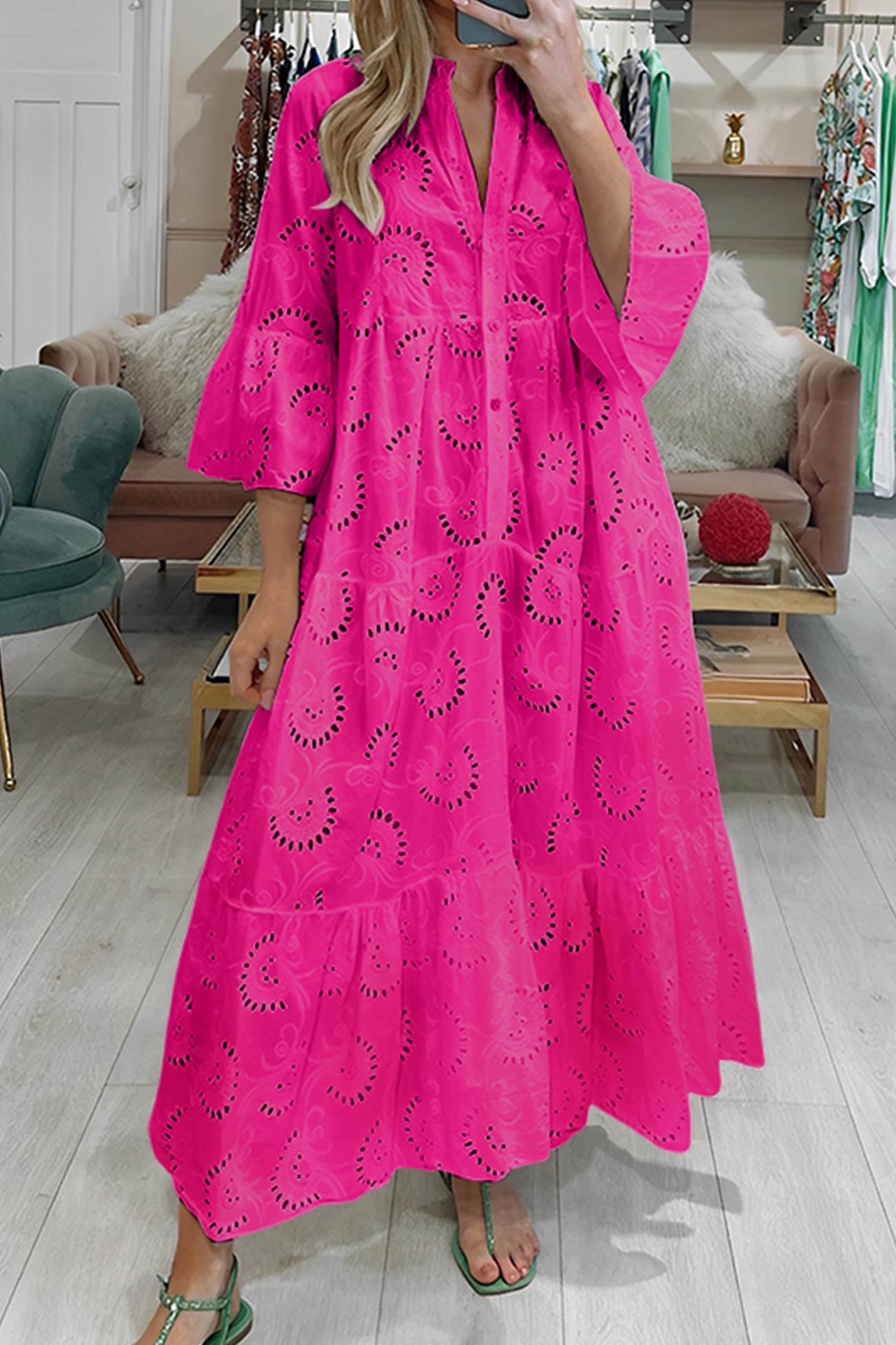 Vrouwen - Maxi Jurk - Ademend Katoen - Zomer Boho Stijl - DERYA EDGE