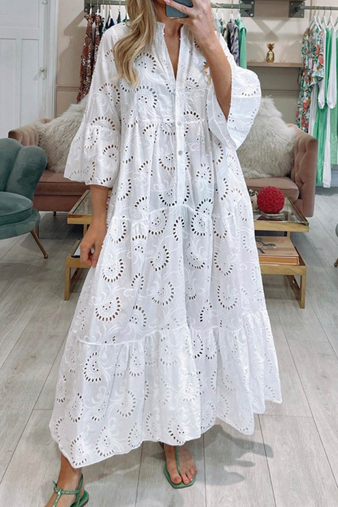Vrouwen - Maxi Jurk - Ademend Katoen - Zomer Boho Stijl - DERYA EDGE