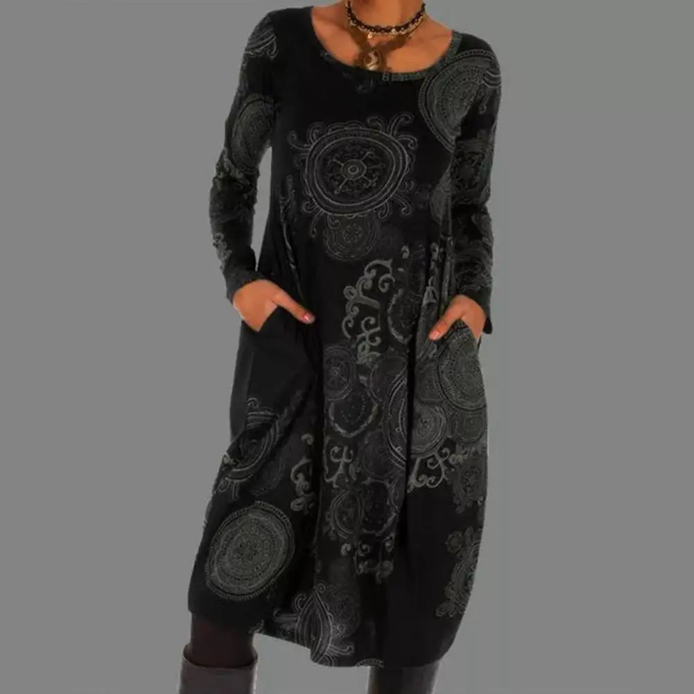 Boho-chic midi-jurk met romantische details – TerraFlair