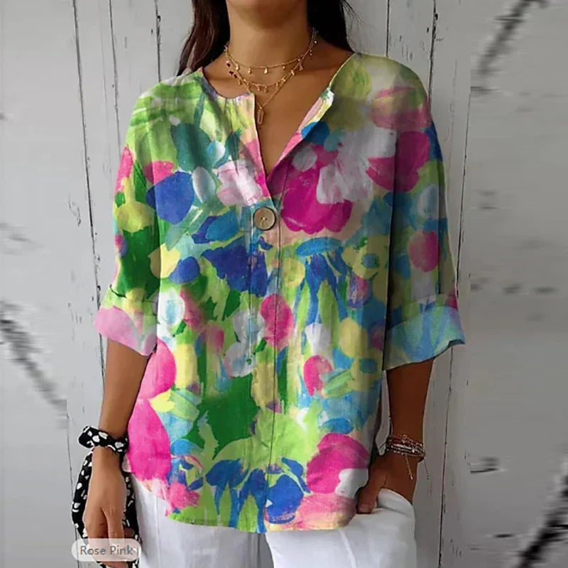 Vrouwen - Gebloemde Blouse - Lichtgewicht Stof - Casual Mode - ELEGANTE BLOEMEN