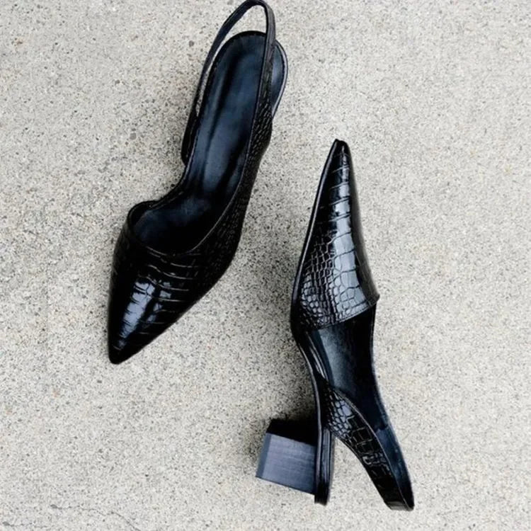 Dames - Slingback Pumps - Krokodillenleerlook - Elegante Schoenen - MODERNE STIJL