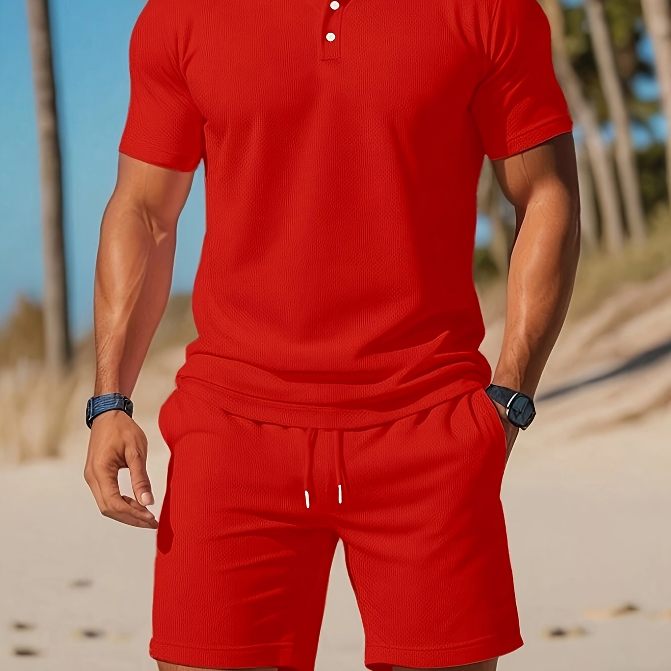 Heren - 2-Delig Zomers Polo en Shortset - Ademend Mesh - Casual Kleding - ZOMERSET EDGE