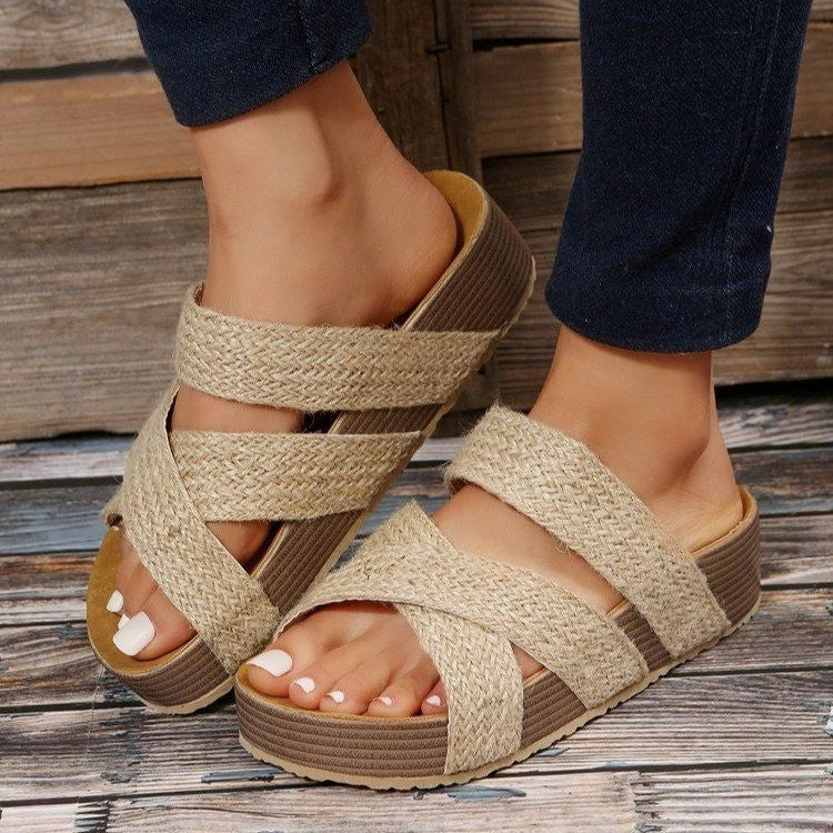 Plateau Sandalen - Dames - Geweven Ontwerp - Zomer Schoeisel - STIJL VOLGENDE