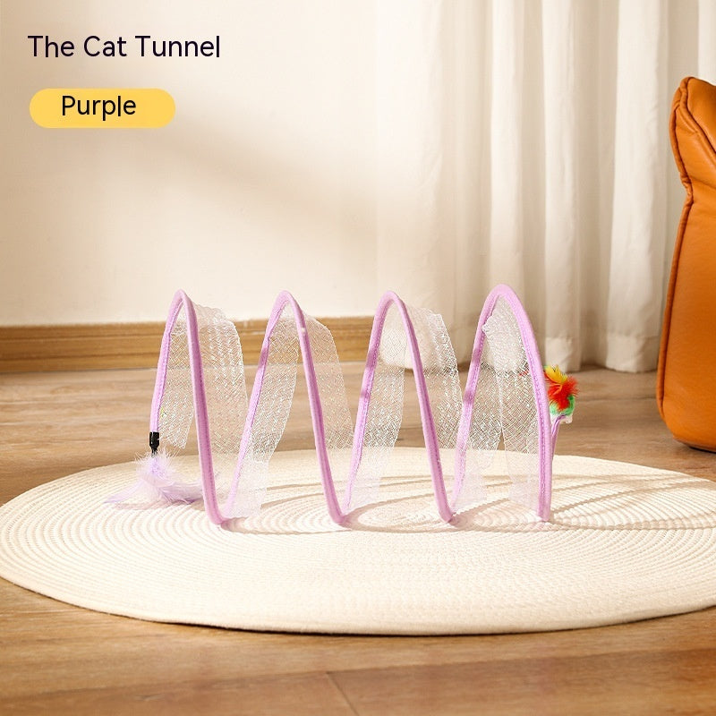 CATFUN - Vouwbare S-vormige kattentunnel voor speelplezier en comfort