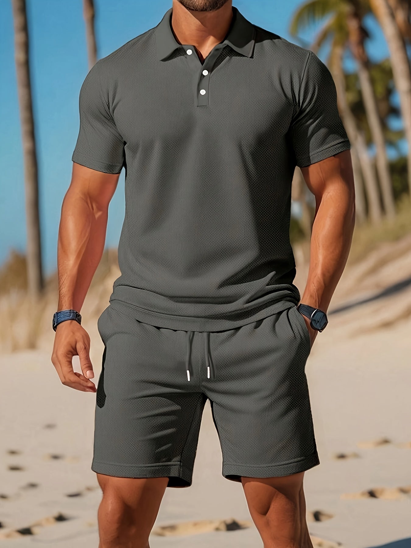 Heren - 2-Delig Zomers Polo en Shortset - Ademend Mesh - Casual Kleding - ZOMERSET EDGE