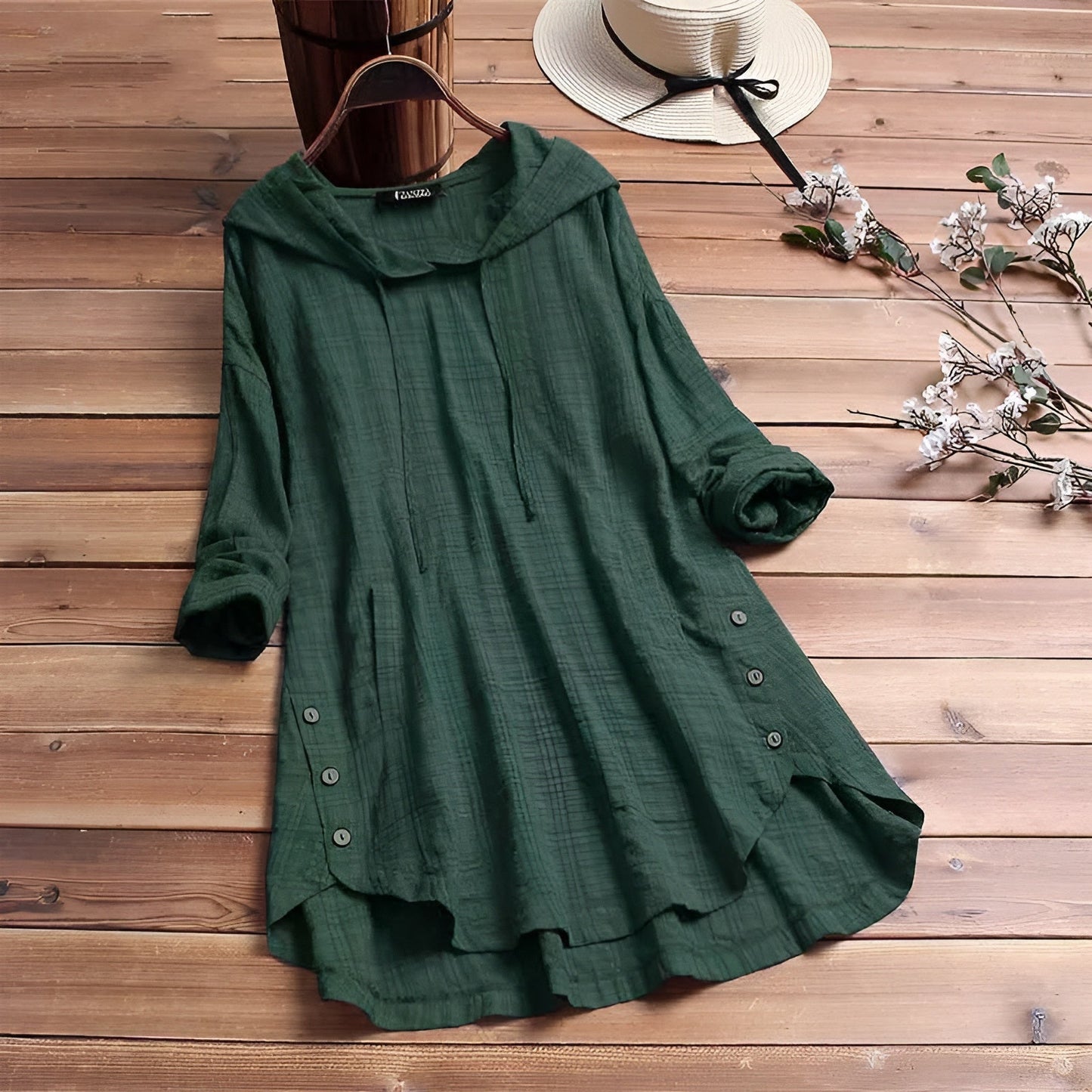 Luchtige linnen-katoen damesblouse met casual pasvorm – AlviniLoom