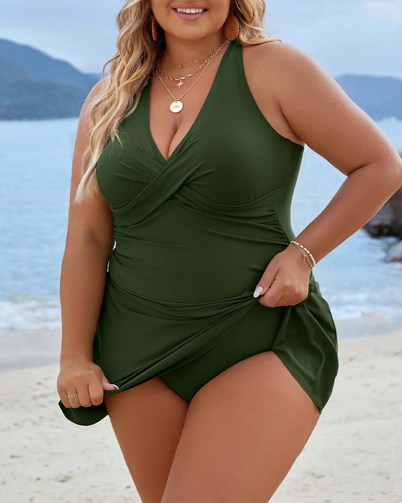 Badpak - Dames - Effen Kleur - Vakantie Zwemkleding - V-Hals Model