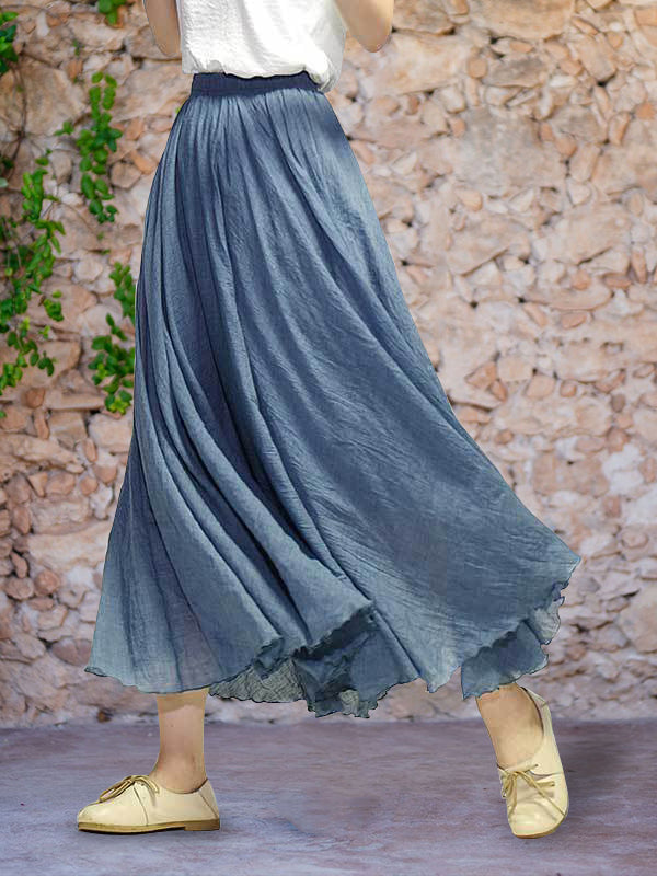 Linnen dames maxi-rok met elastische taille – Elowyn AirSkirt