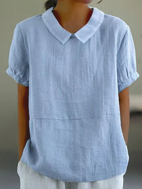 Losvallende damesblouse met colkraag en lange mouwen – EvieraSoft HighNeck