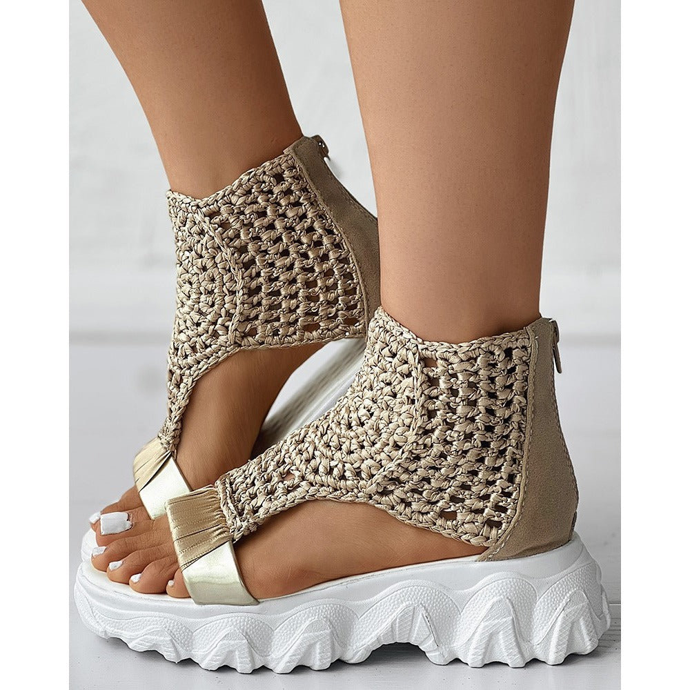 Gevlochten Sandalen - Dames - Schokabsorberende Zolen - Comfortabele Schoenen - ZOMERGENOT