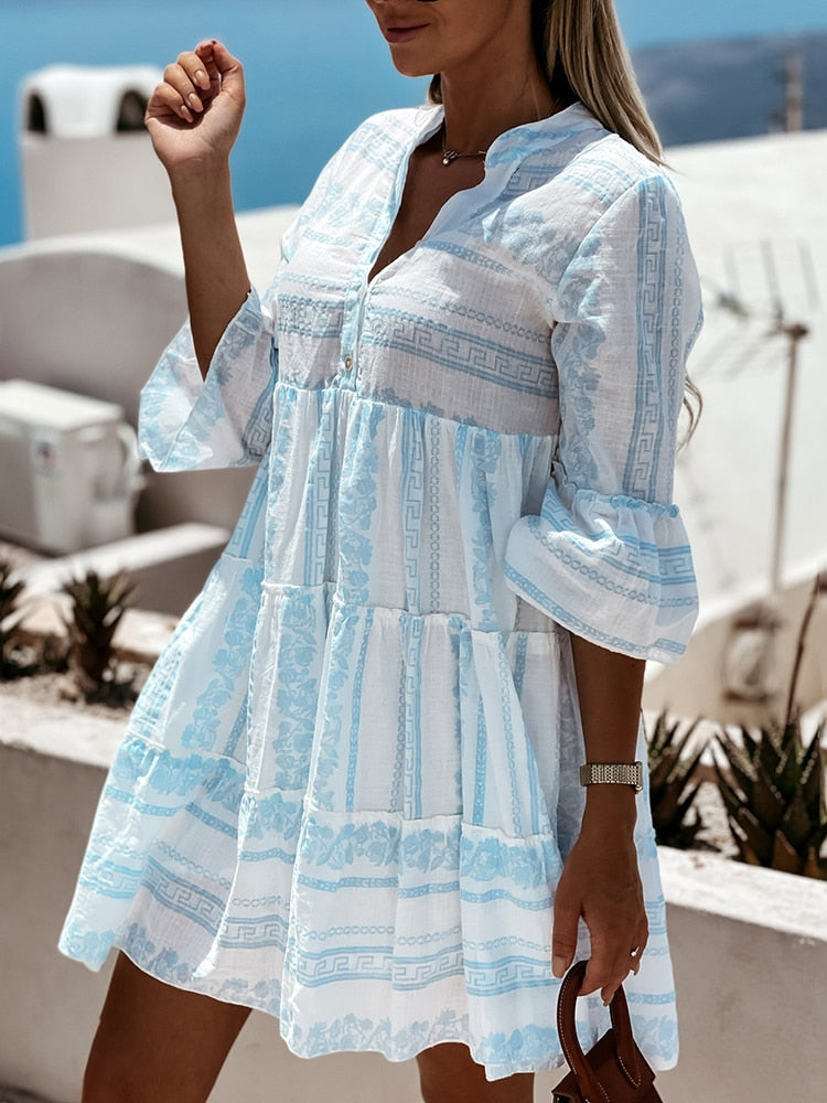 Vrouwen - Boho Zomerjurk - Lichtgewicht Stof - Ademend Ontwerp - ZOMERFLAIR