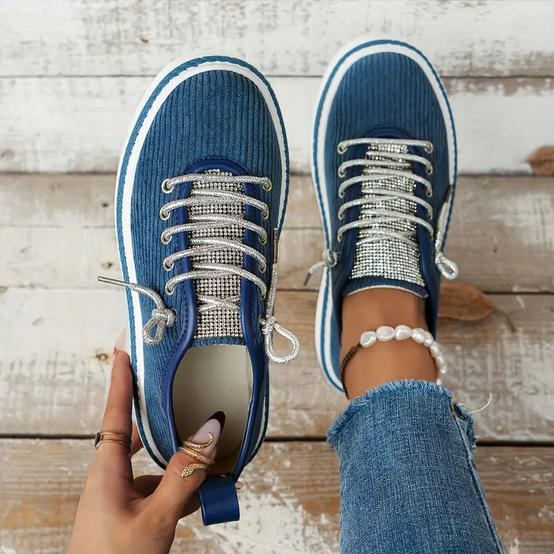 Dames - Platform Sneakers - Zachte Corduroy Bovenkant - Modieuze Schoenen - TRENDY STEP