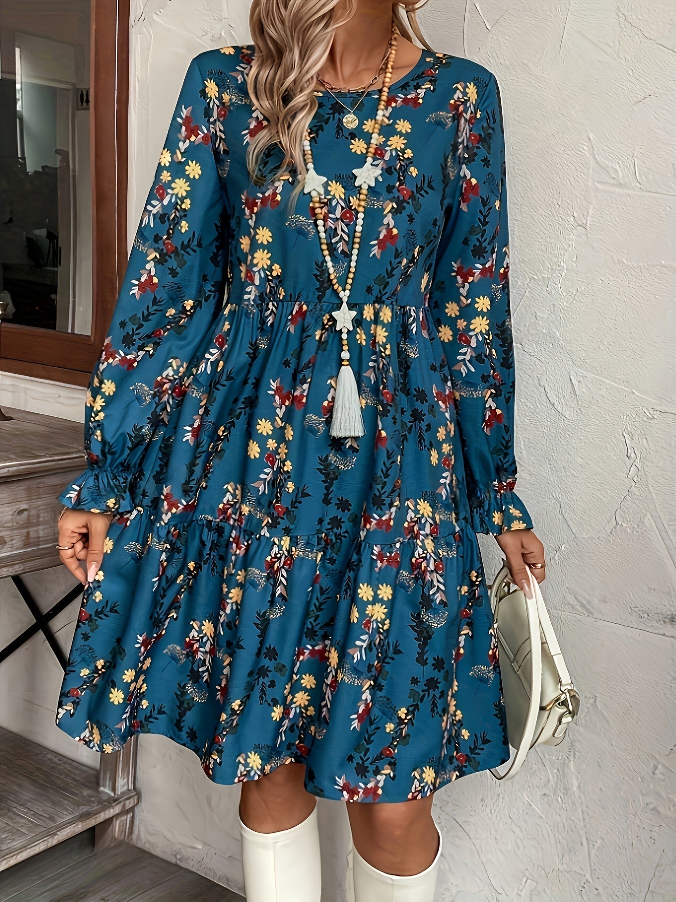 Vrouwen - Bloemenprint Jurk - Losse Pasvorm - Casual Vakantiekleding - ALIDA DRESS