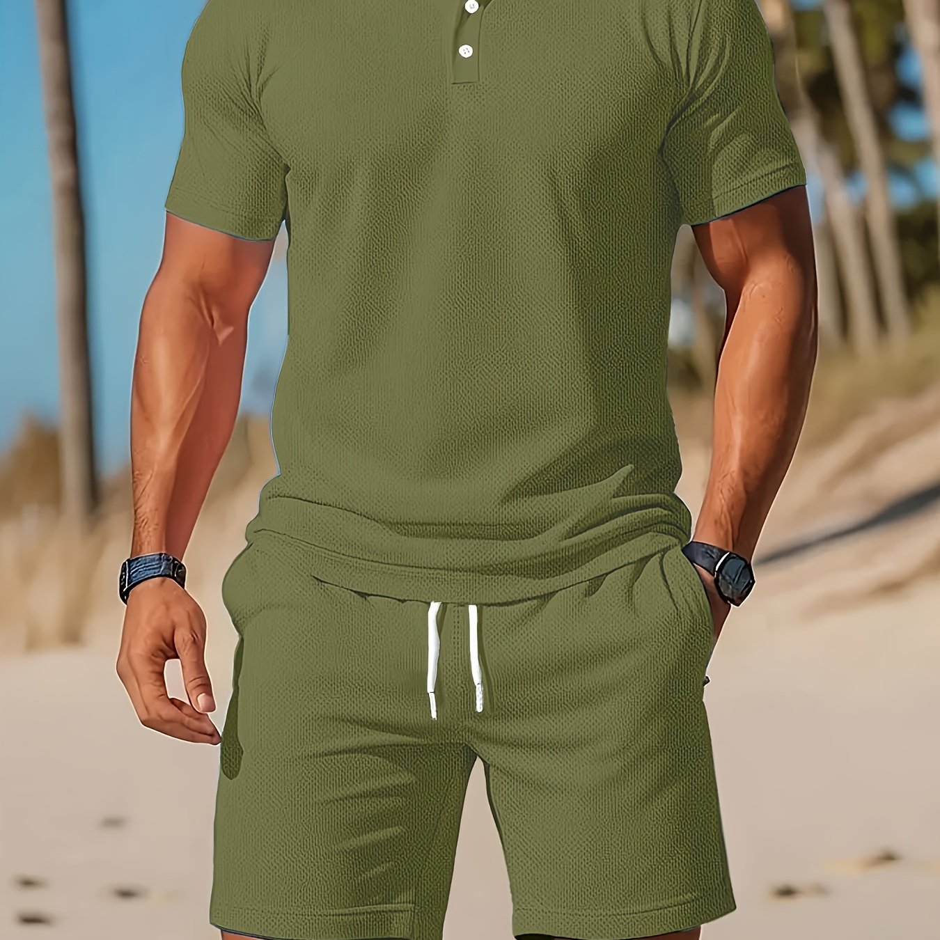 Heren - 2-Delig Zomers Polo en Shortset - Ademend Mesh - Casual Kleding - ZOMERSET EDGE