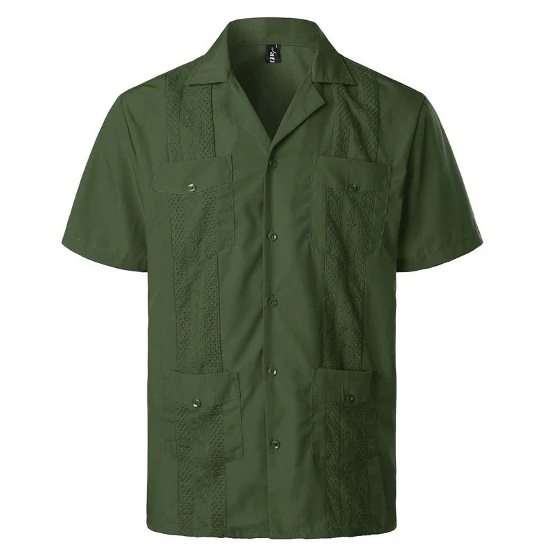 Heren Overhemd Met Korte Mouwen En Sierlijke Inzetpanelen Voor Een Verfijnde Look – TOMMASO CLASSIC