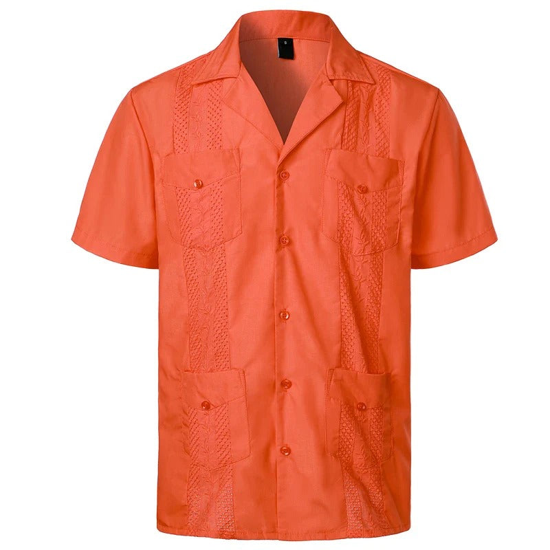 Heren Overhemd Met Korte Mouwen En Sierlijke Inzetpanelen Voor Een Verfijnde Look – TOMMASO CLASSIC