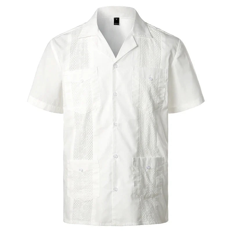 Heren Overhemd Met Korte Mouwen En Sierlijke Inzetpanelen Voor Een Verfijnde Look – TOMMASO CLASSIC