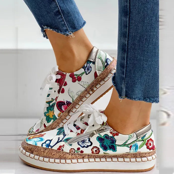 Dames - Geborduurde Canvas Sneakers - Ademend en Lichtgewicht - Casual Zomerschoen - PETAL WALK