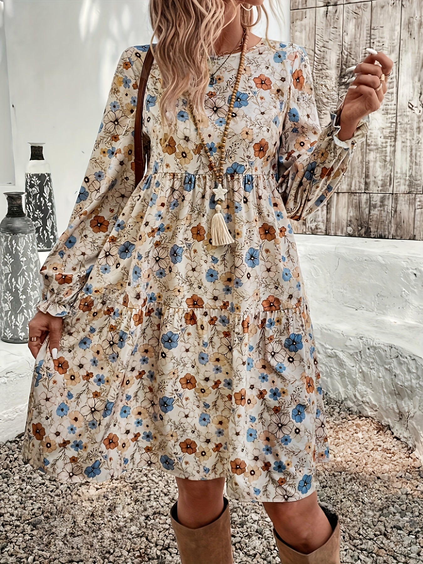 Vrouwen - Bloemenprint Jurk - Losse Pasvorm - Casual Vakantiekleding - ALIDA DRESS