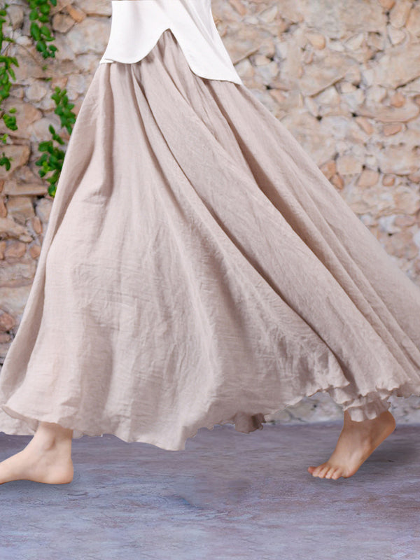 Linnen dames maxi-rok met elastische taille – Elowyn AirSkirt