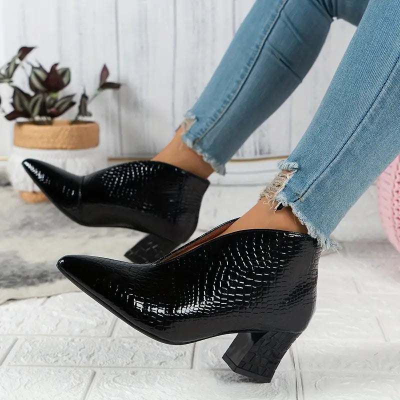 Stiletto Enkellaarzen - Dames - Kroko Patroon - Stijllaars