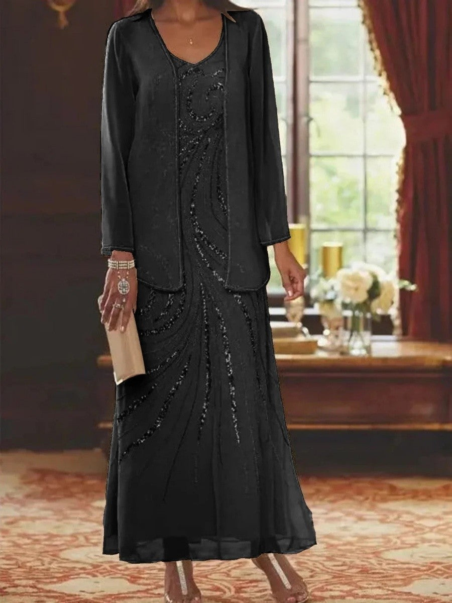 Dames - Gelaagde Avondjurk - Transparante Laag - Luxe Kleding - REBEKA EDGE