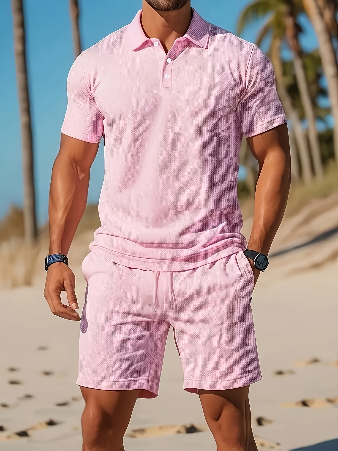 Heren - 2-Delig Zomers Polo en Shortset - Ademend Mesh - Casual Kleding - ZOMERSET EDGE
